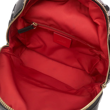 クリスチャンルブタン Christian Louboutin レオパード柄 バックパック ブラック×マルチカラー キャンバス レザー リュック・デイパック ゴールド金具 黒 シルバー ゴールド スタッズ