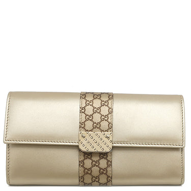 グッチ GUCCI 二つ折り財布 233028 ブラック レザー マイクログッチシマレザー 長財布 シャンパンゴールド金具 マイクログッチシマ ロングウォレット ダブルG ゴールド