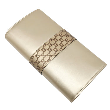 グッチ GUCCI 二つ折り財布 233028 ブラック レザー マイクログッチシマレザー 長財布 シャンパンゴールド金具 マイクログッチシマ ロングウォレット ダブルG ゴールド