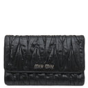 ミュウミュウ MIU MIU マテラッセ ブラック レザー 三つ折り財布 シルバー金具 黒
