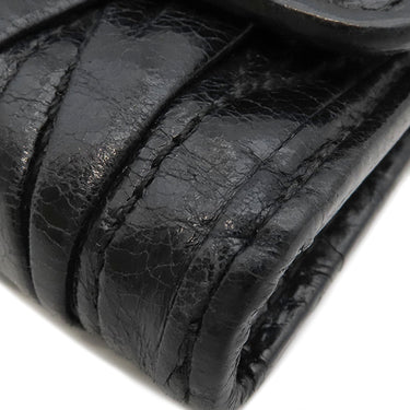 ミュウミュウ MIU MIU マテラッセ ブラック レザー 三つ折り財布 シルバー金具 黒