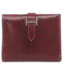 エルメス HERMES ベアンコンパクト ルージュアッシュ リザード 二つ折り財布 シルバー金具 赤