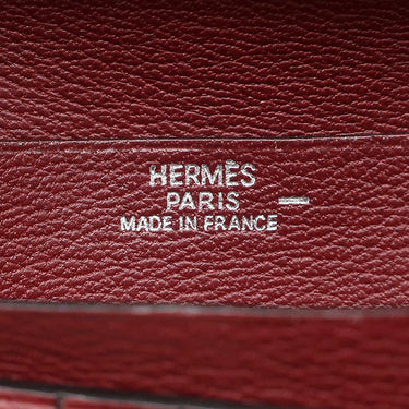 エルメス HERMES ベアンコンパクト ルージュアッシュ リザード 二つ折り財布 シルバー金具 赤