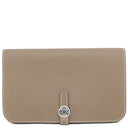 エルメス HERMES ドゴンデュオ ドゴンGM エトゥープ トゴ アニョー 長財布 シルバー金具 グレージュ