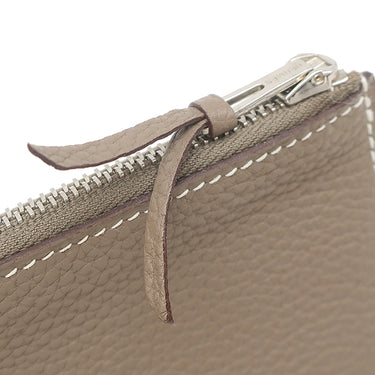 エルメス HERMES ドゴンデュオ ドゴンGM エトゥープ トゴ アニョー 長財布 シルバー金具 グレージュ