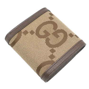 グッチ GUCCI ジャンボGG ダイアナ コンパクトウォレット 658635 ベージュ×ブラウン レザー GGキャンバス 二つ折り財布 バンブー