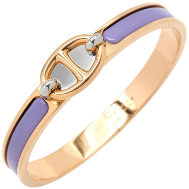 エルメス HERMES ミニクリック PM シェーヌダンクル リラ メタル エナメル バングル ローズゴールド金具 ピンクゴールド金具 紫 ブレスレット
