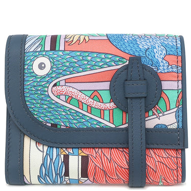 エルメス HERMES アヴェックソワ コンパクト ブルードプリュス×ミコノス×オランジュ スイフト シルク コインケース シルバー金具 紺 コンパクト財布 【ANIMAPOLIS/アニマポリス】