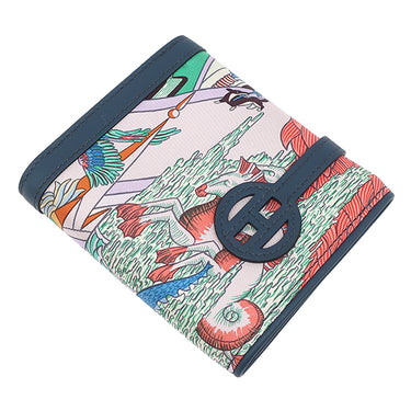エルメス HERMES アヴェックソワ コンパクト ブルードプリュス×ミコノス×オランジュ スイフト シルク コインケース シルバー金具 紺 コンパクト財布 【ANIMAPOLIS/アニマポリス】