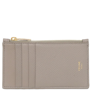 セリーヌ CELINE ジップ付きコンパクト カードホルダー 10J893BEL.10BL グレージュ カーフ コインケース シルバー金具 カードケース 小銭入れ
