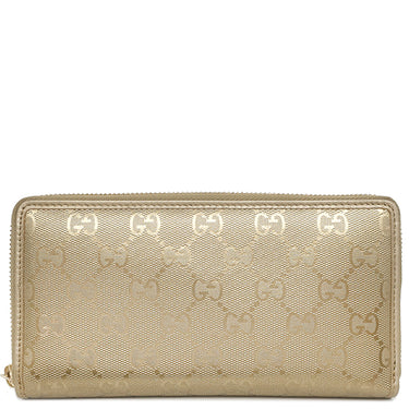 グッチ GUCCI インプリメ ジップアラウンドウォレット 212110 ゴールド PVC 長財布 金 ラウンドファスナー ロングウォレット