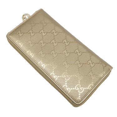 グッチ GUCCI インプリメ ジップアラウンドウォレット 212110 ゴールド PVC 長財布 金 ラウンドファスナー ロングウォレット