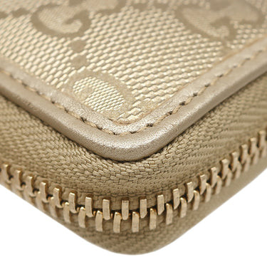 グッチ GUCCI インプリメ ジップアラウンドウォレット 212110 ゴールド PVC 長財布 金 ラウンドファスナー ロングウォレット