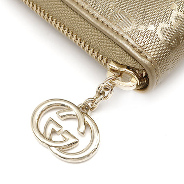 グッチ GUCCI インプリメ ジップアラウンドウォレット 212110 ゴールド PVC 長財布 金 ラウンドファスナー ロングウォレット