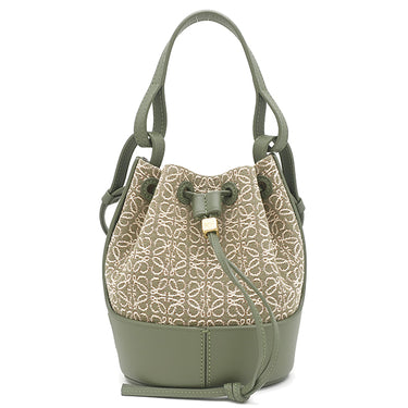 ロエベ LOEWE バルーン ミニ A710P18X07 グリーン カーフ アナグラムジャカード 2WAYバッグ ゴールド金具 緑 ハンドバッグ ショルダーバッグ