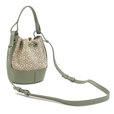 ロエベ LOEWE バルーン ミニ A710P18X07 グリーン カーフ アナグラムジャカード 2WAYバッグ ゴールド金具 緑 ハンドバッグ ショルダーバッグ