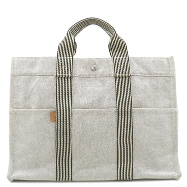 エルメス HERMES ニューフールトゥMM グレー トワルアッシュ トートバッグ シルバー金具 トワルH キャンバス