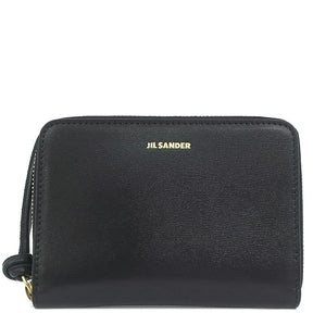 ジルサンダー Jil Sander ジップ コンパクトウォレット J07UI0006P4841001 ブラック カーフ 二つ折り財布 ゴールド金具 新品 未使用 黒 ラウンドファスナー