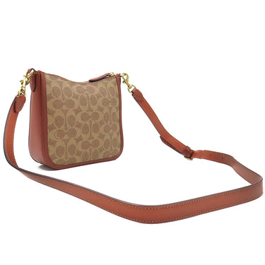 コーチ COACH シグネチャー CC391B4NQ4 TAN RUST コーティングキャンバス レザー ショルダーバッグ ヴィンテージ金具 茶 ゴールド金具