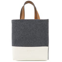 マルニ MARNI ミュゼオ ソフト SHMP0039Q0P5070ZO281 グレー×ホワイト×ブラウン ウール ポリアミドナイロン カーフレザー 2WAYバッグ ゴールド金具 ショルダー ハンドバッグ トート フェルト