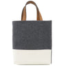 マルニ MARNI ミュゼオ ソフト SHMP0039Q0P5070ZO281 グレー×ホワイト×ブラウン ウール ポリアミドナイロン カーフレザー 2WAYバッグ ゴールド金具 ショルダー ハンドバッグ トート フェルト