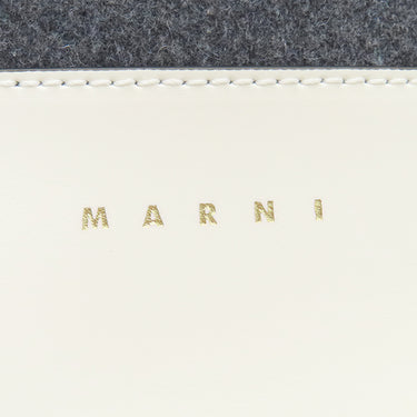 マルニ MARNI ミュゼオ ソフト SHMP0039Q0P5070ZO281 グレー×ホワイト×ブラウン ウール ポリアミドナイロン カーフレザー 2WAYバッグ ゴールド金具 ショルダー ハンドバッグ トート フェルト