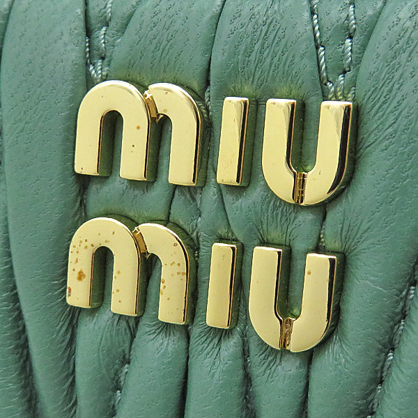 ミュウミュウ MIU MIU マテラッセ コンパクトウォレット 5ML522 2FPP F0092 SALVIA レザー 二つ折り財布 ゴールド金具 緑 新品 未使用