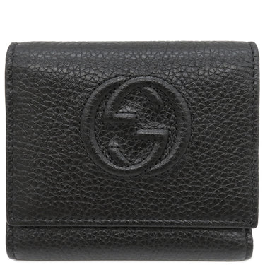 グッチ GUCCI ソーホー 二つ折り財布 598207A7M0G1000 ブラック レザー 三つ折り財布 ゴールド金具 黒 コンパクト