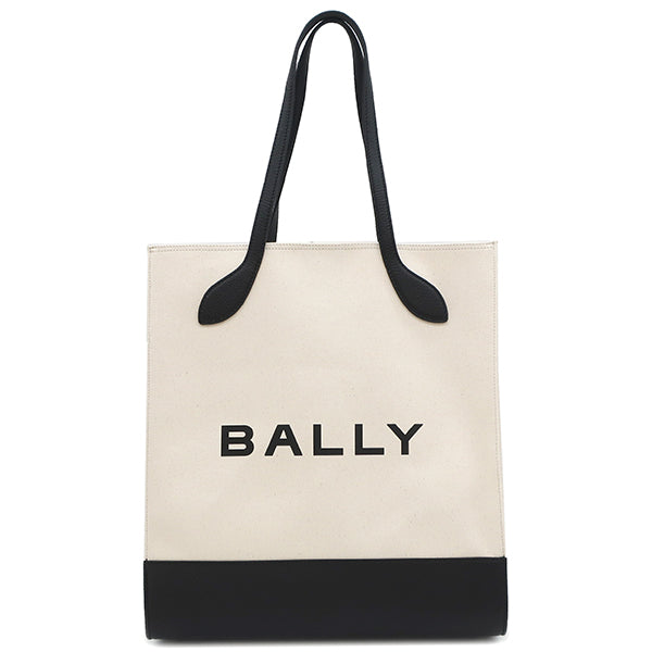 バリー BALLY バーキープオン BARKEEPONNSI1820 ナチュラルホワイト×ブラック ファブリック ボヴィンレザー トートバッグ ヴィンテージ金具 新品 未使用