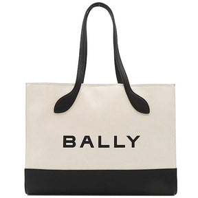 バリー BALLY バーキープオン BARKEEPONEWI1820 ナチュラルホワイト×ブラック ファブリック ボヴィンレザー トートバッグ ヴィンテージ金具 新品 未使用