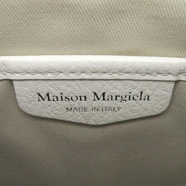 メゾン マルタン マルジェラ MAISON MARTIN MARGIELA 5AC バケットバッグ S61WG0035P4348H0157 ホワイト コットン グレイニーカーフレザー 2WAYバッグ シルバー金具 ハンドバッグ ショルダー 白