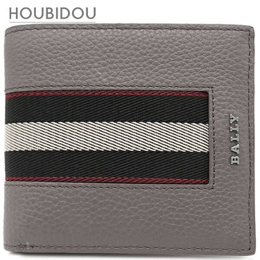 バリー BALLY ブリベル DSH 6306286 ダークミネラルグレー レザー 二つ折り財布 シルバー金具 新品 未使用