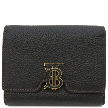 バーバリー BURBERRY LS TB COMPACT WALLET LGL 8049217 ブラック グレインレザー 三つ折り財布 ゴールド金具 黒 コンパクト