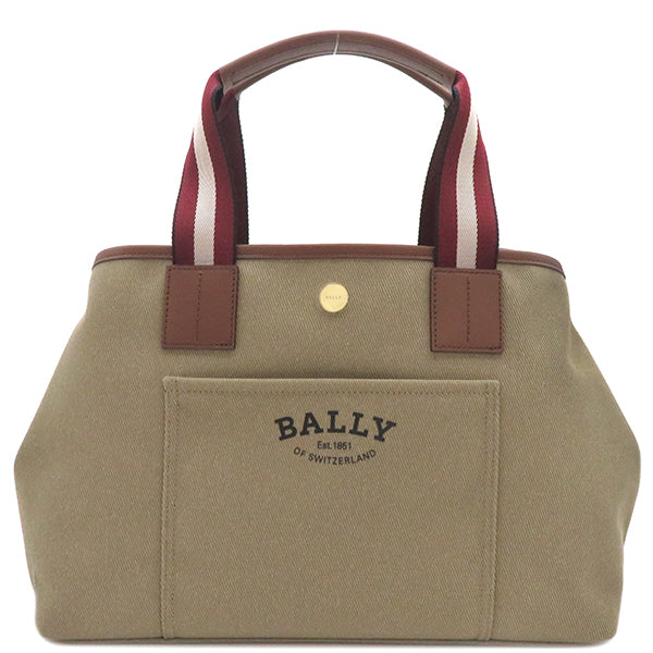 バリー BALLY ドライヴァリアトート L 6306288 サンドベージュ キャンバス レザー トートバッグ シルバー金具 新品 未使用 茶