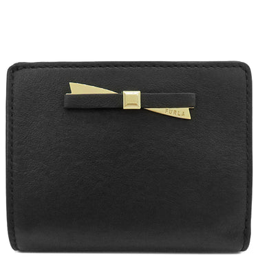 フルラ FURLA シェリー スモール 二つ折り財布 WP00390BX2045O6000 ブラック クラリスリュクスカーフレザー 二つ折り財布 ゴールド金具 黒 リボン コンパクト