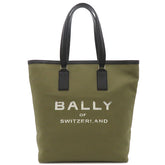 バリー BALLY アークル ARKLE TOTE NS 6306639 カーキXブラック キャンバス カーフ トートバッグ シルバー金具 新品 未使用 肩掛け 緑 黒