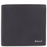 バリー BALLY クロッシング 6304558 ネイビー レザー 二つ折り財布 シルバー金具 紺 コンパクト