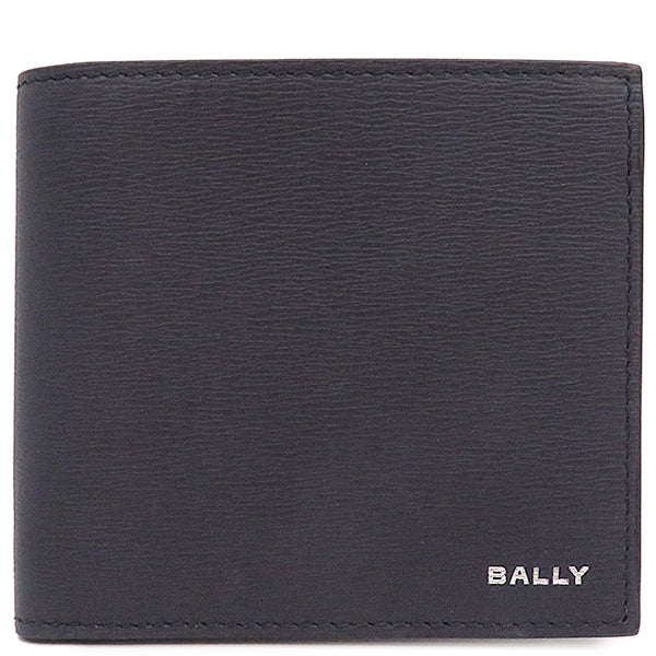 バリー BALLY クロッシング 6304558 ネイビー レザー 二つ折り財布 シルバー金具 紺 コンパクト