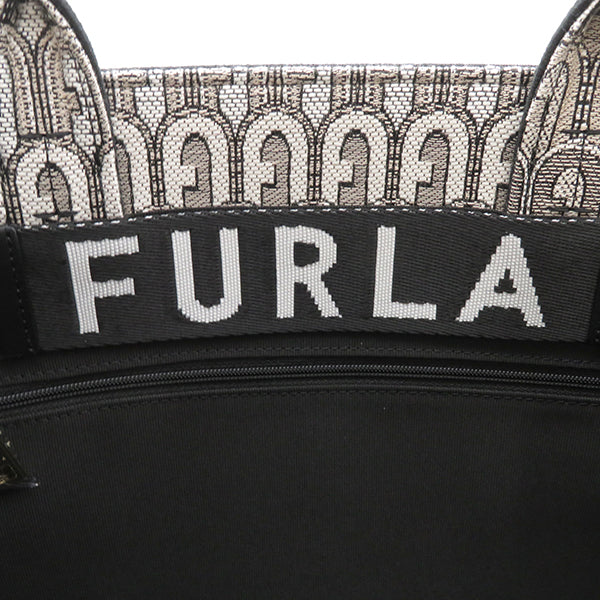 フルラ FURLA オポチュニティラージ WB00255A0459B4K00 トニーバレリーナピンクベージュ レザー ジャガード トートバッグ ゴールド金具 新品 未使用 黒 アイボリー