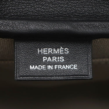 エルメス HERMES カヴール ブラック エバーカラー トワルアッシュ ポーチ シルバー金具 黒 ナチュラル クラッチバッグ