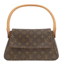ルイヴィトン LOUIS VUITTON ミニ ルーピング M51147 モノグラム モノグラムキャンバス ハンドバッグ ゴールド金具 茶 ワンショルダーバッグ
