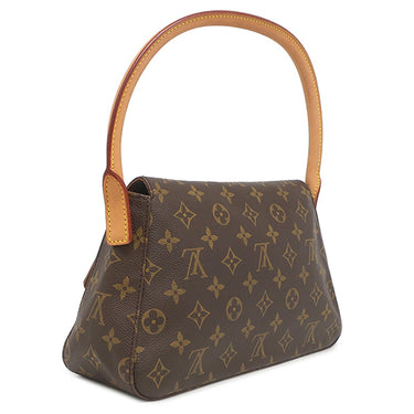 ルイヴィトン LOUIS VUITTON ミニ ルーピング M51147 モノグラム モノグラムキャンバス ハンドバッグ ゴールド金具 茶 ワンショルダーバッグ