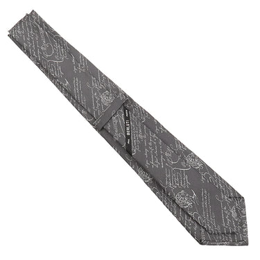 ベルルッティ BERLUTI クラシック スクリットパターン タイ 7.5cm 218301 ミステリアスグレー シルク マルベリーシルク ネクタイ カリグラフィ 総柄 刺繡
