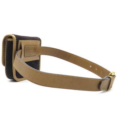 ロエベ LOEWE ベルトバッグ ブラック×ブラウン スウェード ウエストバッグ ゴールド金具 ボディバッグ ポーチ 黒