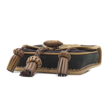 ロエベ LOEWE ベルトバッグ ブラック×ブラウン スウェード ウエストバッグ ゴールド金具 ボディバッグ ポーチ 黒