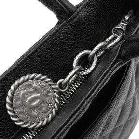 シャネル CHANEL 復刻トート ブラック キャビアスキン トートバッグ シルバー金具 黒 ココマーク ショルダーバッグ 肩掛け