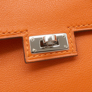 エルメス HERMES ケリードール オレンジ ヴォーガリバー ハンドバッグ シルバー金具 ミニバッグ