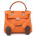 エルメス HERMES ケリードール オレンジ ヴォーガリバー ハンドバッグ シルバー金具 ミニバッグ