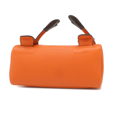 エルメス HERMES ケリードール オレンジ ヴォーガリバー ハンドバッグ シルバー金具 ミニバッグ