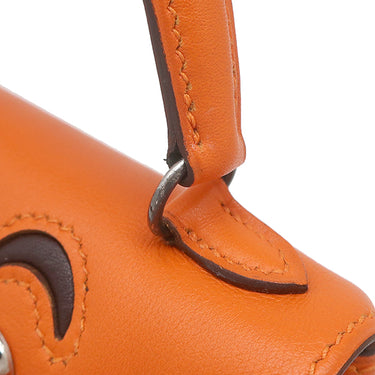 エルメス HERMES ケリードール オレンジ ヴォーガリバー ハンドバッグ シルバー金具 ミニバッグ